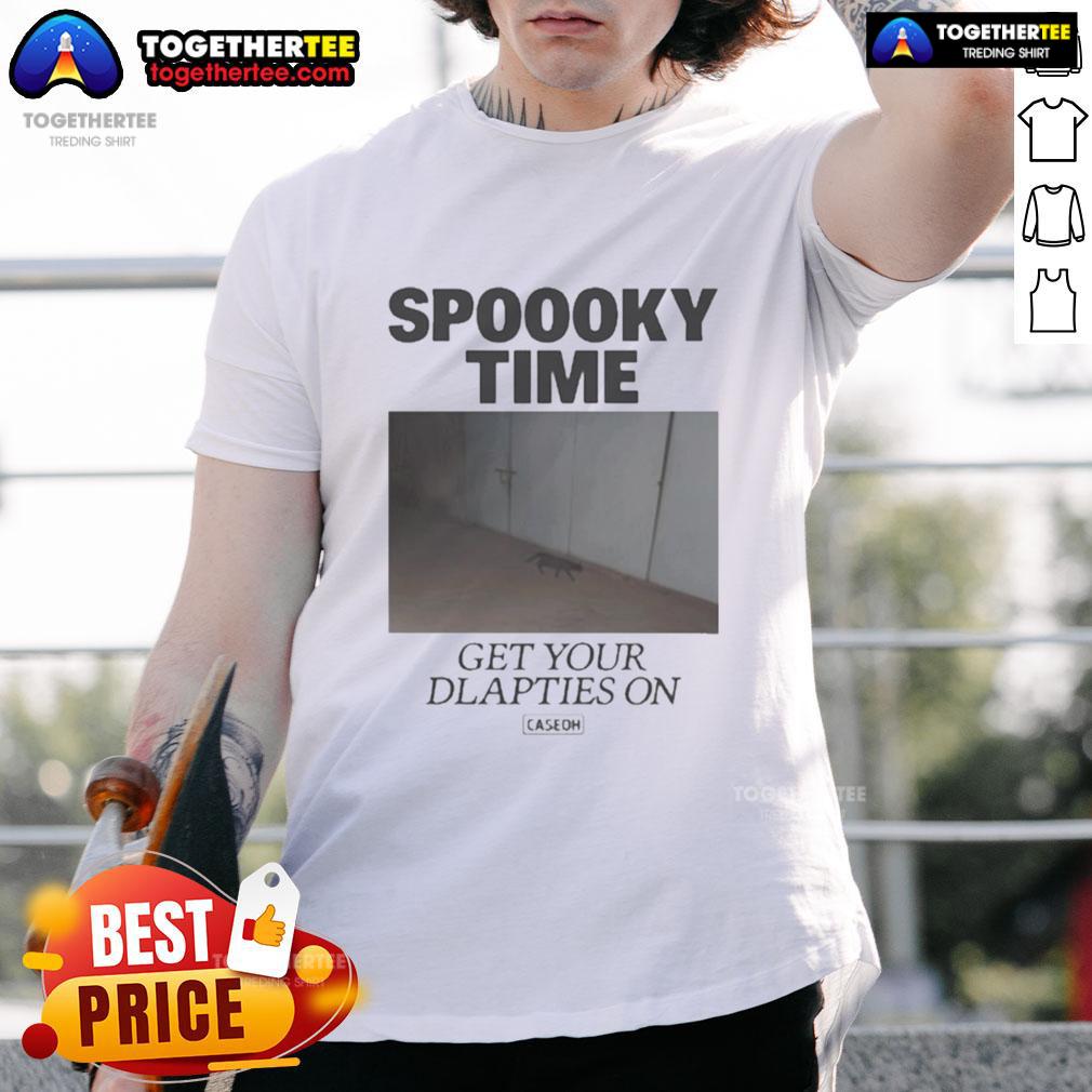 Premium Caseoh Spoooky Time Get Your Diapies On T Shirt Alt Text: Premium Caseoh Spoooky Time Get Your Diapies On T-Shirt featuring a fun Halloween design for festive wear.