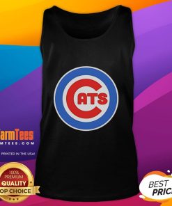 Premium Cats Baseball Chicago Cubs Tank Top featuring playful cat graphics and team colors, perfect for Cubs fans.