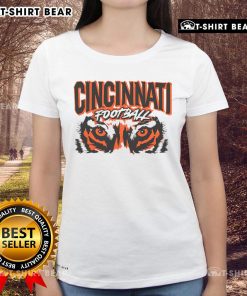 Premium Cincinnati Football Retro Grunge Ladies Tee featuring a stylish vintage design perfect for fans.