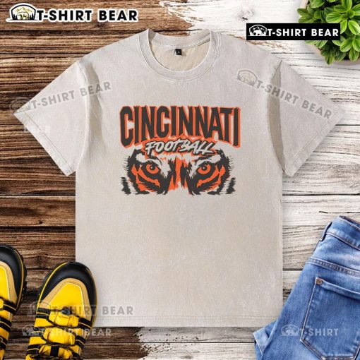 Premium Cincinnati Football Retro Grunge Washed T-Shirt in vintage style, perfect for fans and casual wear.