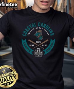 Premium Coastal Carolina College World Series 2025 NCAA Men's Baseball Chants T-shirt featuring team colors and logo.