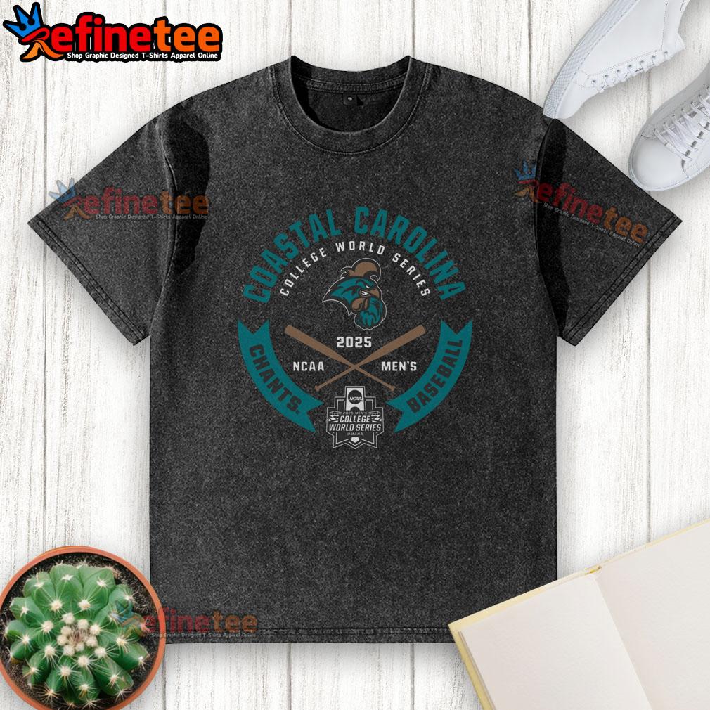 Premium Coastal Carolina College World Series 2025 NCAA Men's Baseball Chants Washed T-Shirt Alt Text: Premium Coastal Carolina College World Series 2025 NCAA Men's Baseball Chants washed t-shirt in vibrant colors.