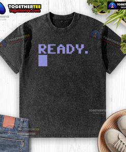 Premium Commodore C64 Ready Washed T-Shirt featuring retro gaming design, perfect for enthusiasts and collectors.