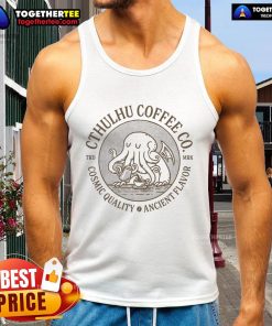 Premium Cthulhu Coffee Co tank top featuring an eye-catching design perfect for fans of coffee and cosmic horror.