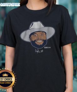 Premium Dak Prescott swag head ladies tee featuring a stylish design for female fans of the Dallas Cowboys.