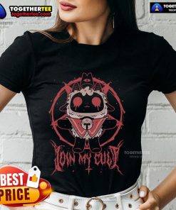 Alt Text: Premium Demon Lamb Lord Cult of the Lamb ladies tee featuring vibrant design and comfortable fit for fans.