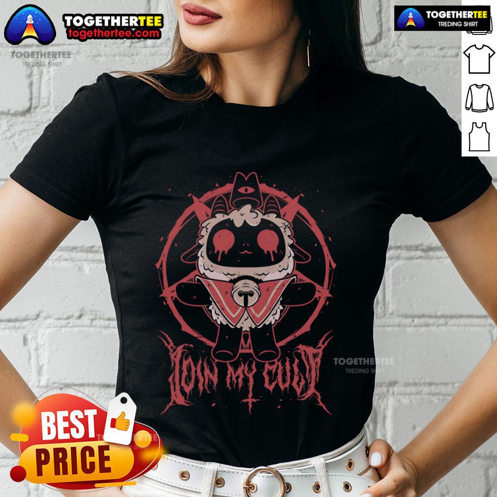 Premium Demon Lamb Lord Cult Of The Lamb Ladies Tee Alt Text: Premium Demon Lamb Lord Cult of the Lamb ladies tee featuring vibrant design and comfortable fit for fans.