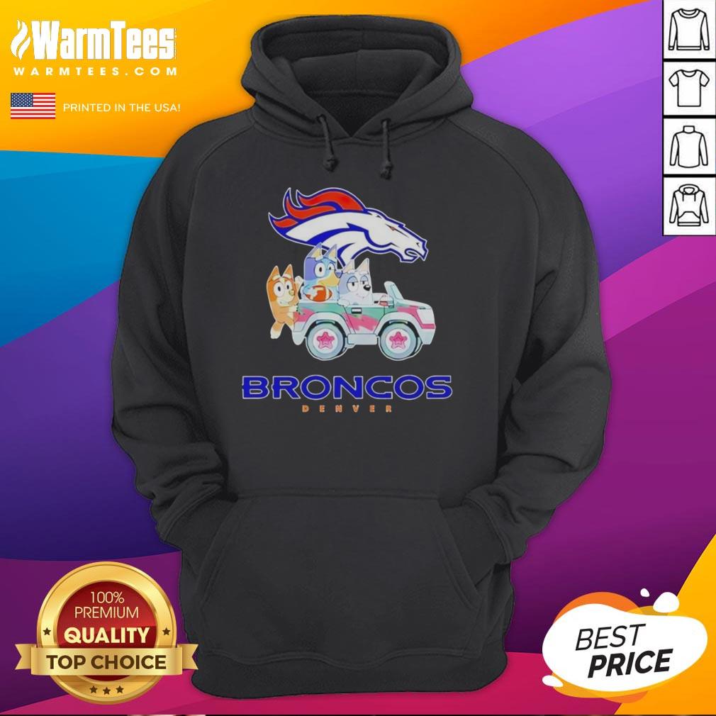 Premium Denver Broncos Bluey Cartoon Charactor Hoodie Premium Denver Broncos Bluey cartoon character hoodie featuring vibrant colors and fun design for fans.