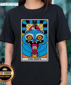 Premium Derpy Tiger X KPop Demon Hunters tarot card design on stylish ladies tee, perfect for fans and collectors.