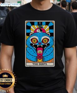 Premium Derpy Tiger X Kpop Demon Hunters tarot card t-shirt featuring a playful design and vibrant colors.