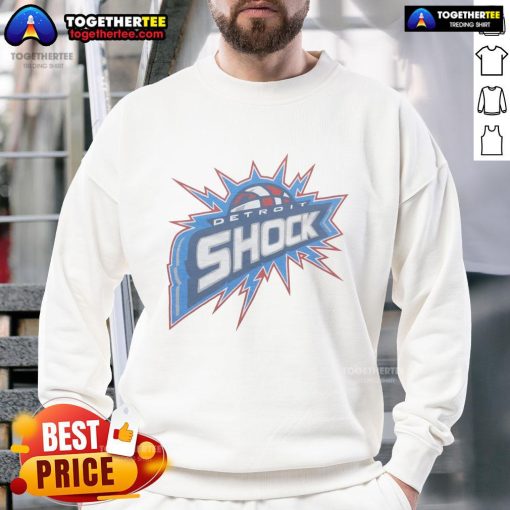 Alt Text: Premium Detroit Shock sweatshirt featuring vibrant team colors and logo, perfect for fans and casual wear.