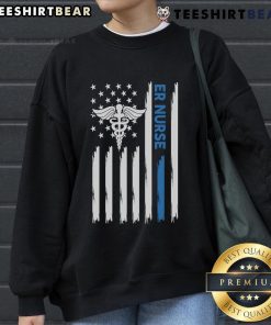 Premium ER Nurse sweatshirt featuring the American flag design, perfect for healthcare professionals showcasing patriotism.