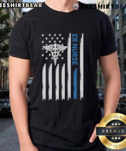 Premium ER Nurse America Flag T-Shirt featuring a patriotic design for healthcare professionals and nurses.