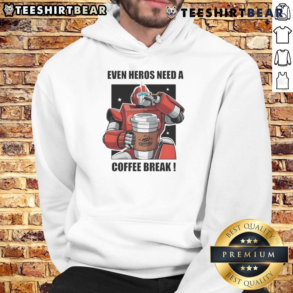 Premium Even Heros Need A Coffee Break Hoodie Premium 'Even Heroes Need A Coffee Break' hoodie, featuring a cozy design perfect for casual outings and superhero fans.