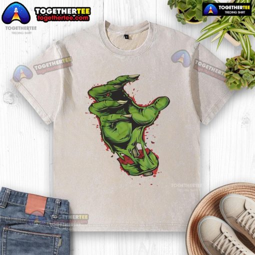 Premium green hand-bloody washed T-shirt featuring unique design and soft fabric, perfect for casual wear.