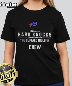 Buffalo Bills Crew ladies tee from Premium Hard Knocks Training Camp, featuring team colors and logo for stylish game day wear.