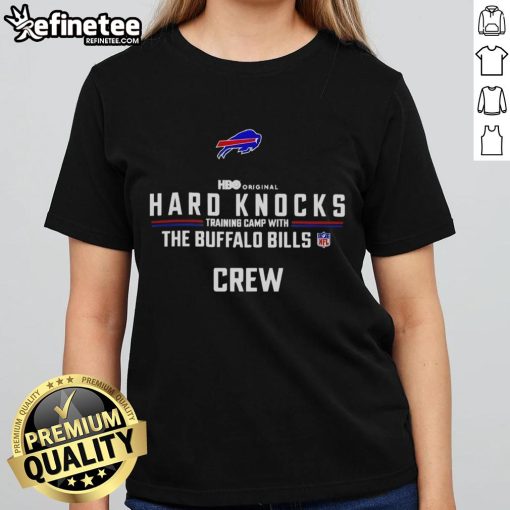 Buffalo Bills Crew ladies tee from Premium Hard Knocks Training Camp, featuring team colors and logo for stylish game day wear.