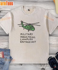 Premium helicopter military industrial complex enthusiast washed t-shirt showcasing stylish design and comfortable fit.