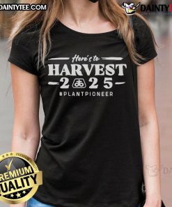 Premium Here's To Harvest 2025 Ladies Tee in vibrant colors, showcasing a stylish design for fall fashion enthusiasts.