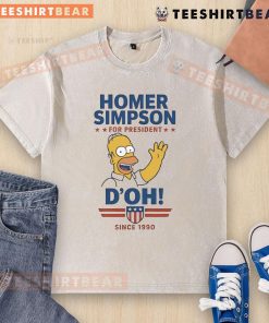 Alt Text: Premium Homer For President Doh Since 1990 washed t-shirt featuring a humorous design perfect for fans.
