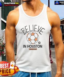 Premium Houston Dynamo FC homage tank top from MLS x Ted Lasso, featuring vibrant team colors and 'Believe' design.