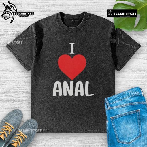 Premium I Love Anal Big Lenny Washed T-Shirt in soft cotton, featuring a fun graphic design for casual style.