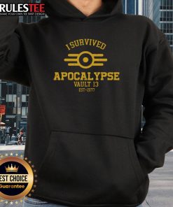 Premium I Survived Apocalypse Vault 13 Est 2077 Hoodie featuring a stylish design for fans of post-apocalyptic themes.