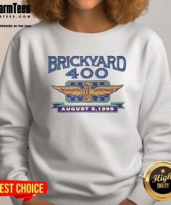 Premium Indianapolis Speedway Brickyard 400 1995 sweatshirt showcasing classic racing graphics and vibrant colors.