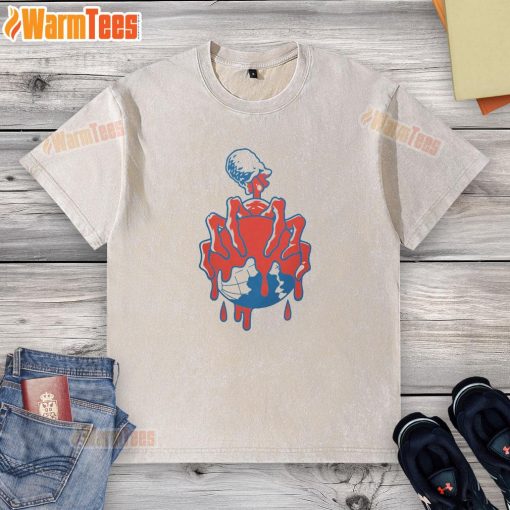 Premium Infect The Earth washed t-shirt featuring eco-friendly design and soft fabric for comfortable wear.
