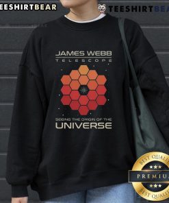 Alt Text: Premium James Webb Telescope sweatshirt showcasing the universe's origin with a stunning cosmic design.