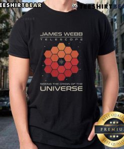 Premium James Webb Telescope T-Shirt showcasing the universe's origins, perfect for astronomy enthusiasts and science lovers.