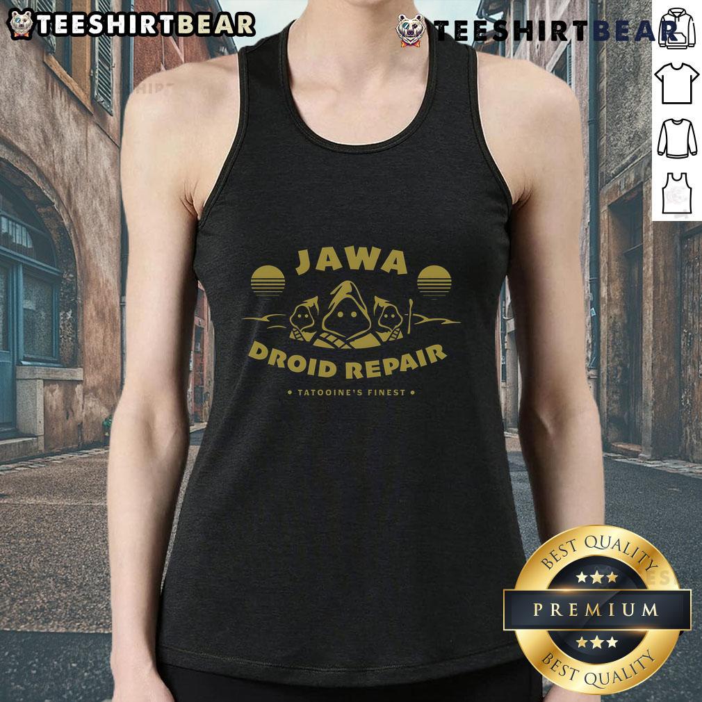 Premium Jawa Robot Repair Tatooine'S Finest Tank Top Alt Text: Premium Jawa Robot Repair tank top featuring Tatooine's finest design, perfect for fans of sci-fi and retro vibes.