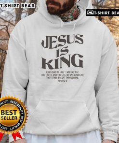Premium Jesus Is King vintage classic hoodie in black, featuring bold text and a stylish design for casual wear.