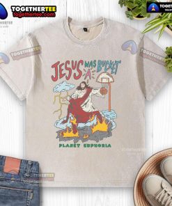 Alt Text: Premium Jesus Was A Bucket Basketball T-Shirt in washed design, perfect for basketball fans and casual wear.
