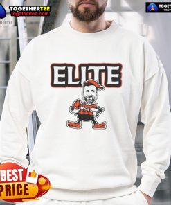 Premium Joe Flacco Elite Cleveland Browns football elf sweatshirt for fans, showcasing team spirit and style.