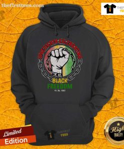 Premium Juneteenth hoodie celebrating Black freedom, featuring the date 6/19/1865 in bold design.