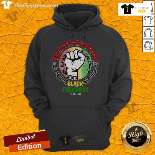 Premium Juneteenth hoodie celebrating Black freedom, featuring the date 6/19/1865 in bold design.