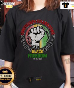 Alt Text: Premium Juneteenth celebrating Black freedom 1865 ladies tee featuring vibrant colors and empowering design.