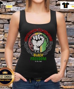Premium Juneteenth tank top celebrating Black freedom since 6/19/1865, featuring vibrant colors and a bold design.