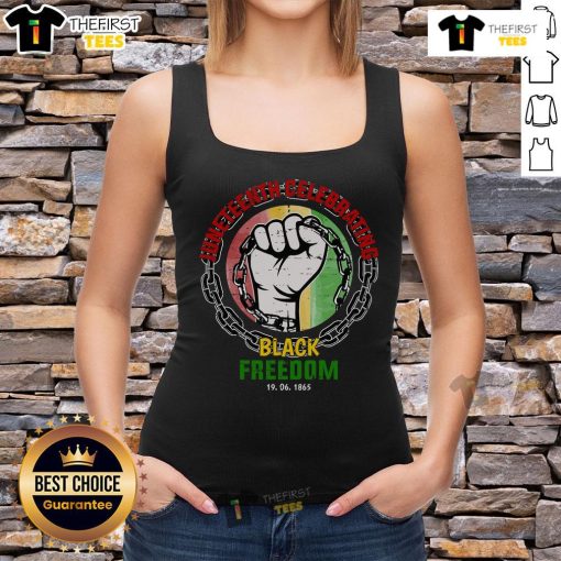 Premium Juneteenth tank top celebrating Black freedom since 6/19/1865, featuring vibrant colors and a bold design.