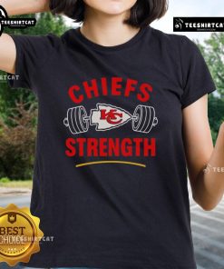 Premium Kansas City Chiefs Strength Gym Ladies Tee in vibrant red, featuring team logo and stylish design for fans.