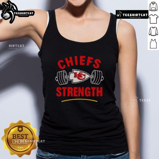 Premium Kansas City Chiefs Strength Gym Tank Top in red, featuring team logo and athletic fit for workouts and fans.