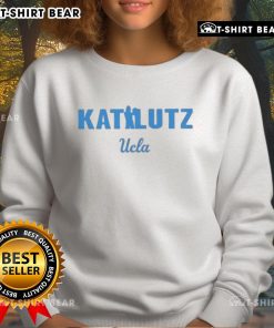 Alt Text: Premium Kat Lutz UCLA Women's Volleyball Sweatshirt in navy blue, featuring team logo and stylish design for fans.