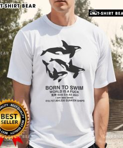 Premium Killer Whales 'Born To Swim' t-shirt design featuring a fierce sea beast graphic, perfect for ocean lovers.