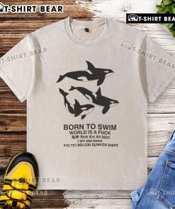 Premium Killer Whales Born To Swim T-Shirt featuring bold graphics of orcas, perfect for sea beast enthusiasts.