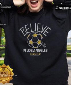 Premium LA Galaxy Homage MLS x Ted Lasso 'Believe' Sweatshirt featuring a stylish design for soccer fans.