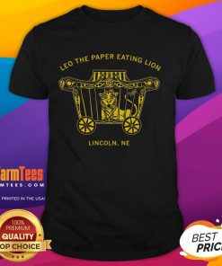 Premium Leo The Paper Eating Lion T-Shirt featuring a playful lion graphic, perfect for casual wear and animal lovers.
