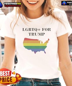 Premium LGBTQ for Trump ladies tee featuring stylish design and vibrant colors, perfect for expressing support and pride.