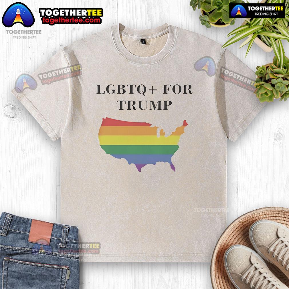 Premium Lgbtq For Trump State Washed T Shirt Premium LGBTQ For Trump State Washed T-Shirt featuring vibrant colors and bold graphics celebrating pride and patriotism.