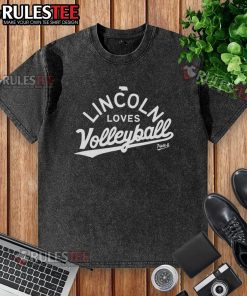 Premium Lincoln Loves Volleyball Washed T-Shirt in soft cotton, perfect for volleyball enthusiasts and casual wear.